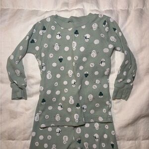 Carter's Green Snowman Pajama Set